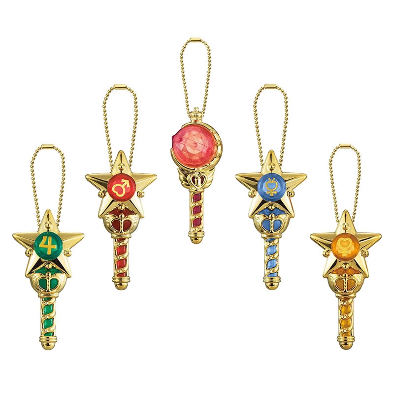 Set of 5 BANDAI Sailor Moon Crystal Stick & Rod Gashapon Keychain