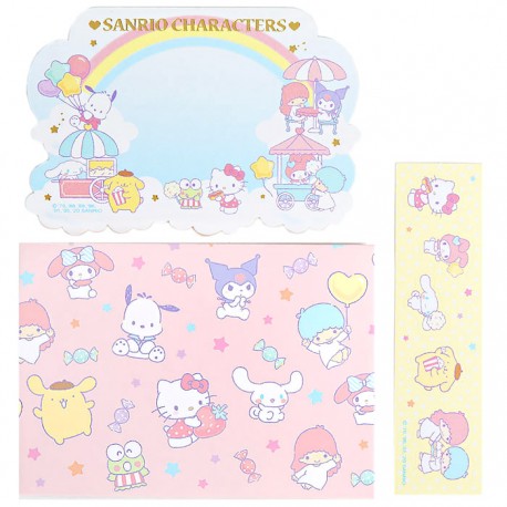 Sanrio Characters Rainbow Sky Message Cards Set