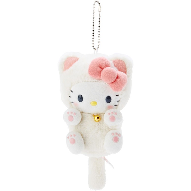 SANRIO Hello Kitty Cat Mascot Holder Ball Chain Plush Key Holder Neko Kawaii New