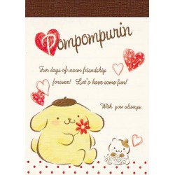 Pompom Purin Hearts Mini Memo Pad