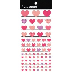 Hearts Plaid 4 Size Stickers