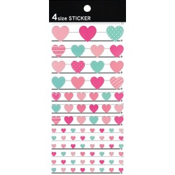 Hearts Pastel 4 Size Stickers