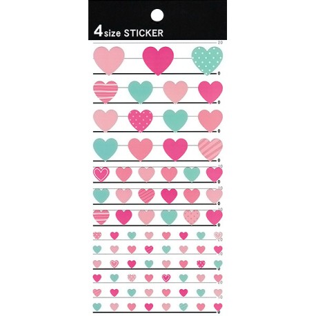 Stickers 4 Size Hearts Pastel