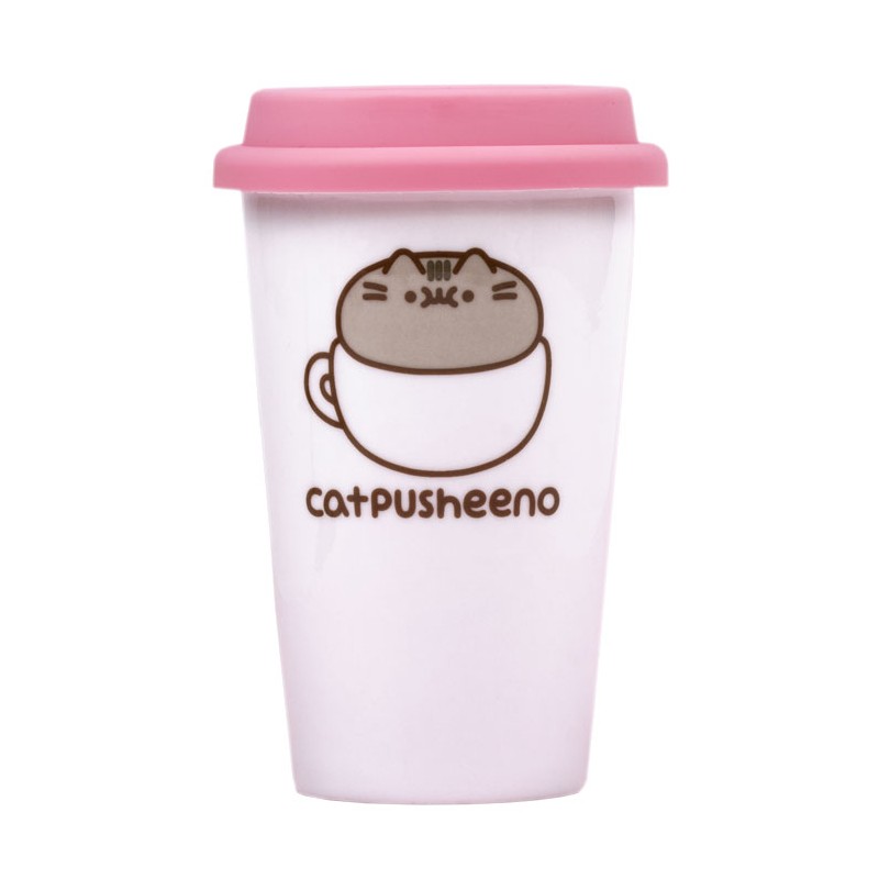 On the go Pusheen the Cat Let's Go Travel Coffee Mug Tea Cup 