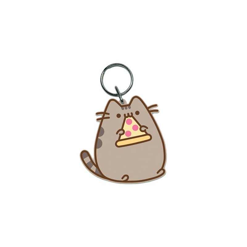 Genuine Pusheen Pizza Rubber Keyring Key Fob Gift Cute Kitten Cartoon Cat 