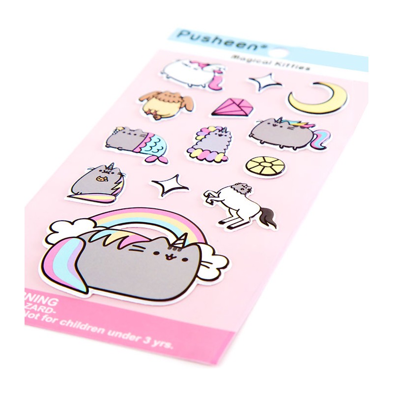 Pusheen 3 Pc Bundle - Notebook, Accessory Case & Puffy Stickers 