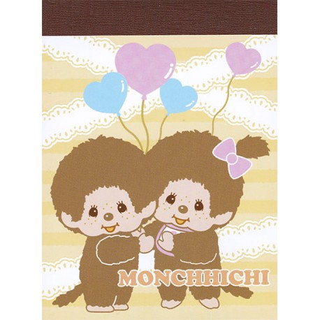 Mini Bloco Notas Monchhichi Boy & Girl Balloons